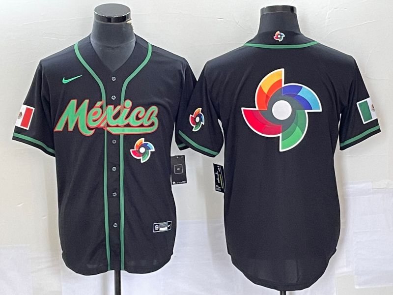 Men 2023 World Cub Mexico Blank Black Nike MLB Jersey15